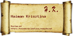 Haiman Krisztina névjegykártya